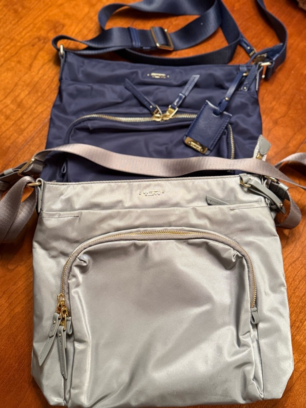 Tumi Gray Shoulder Tote with Gold Hardware